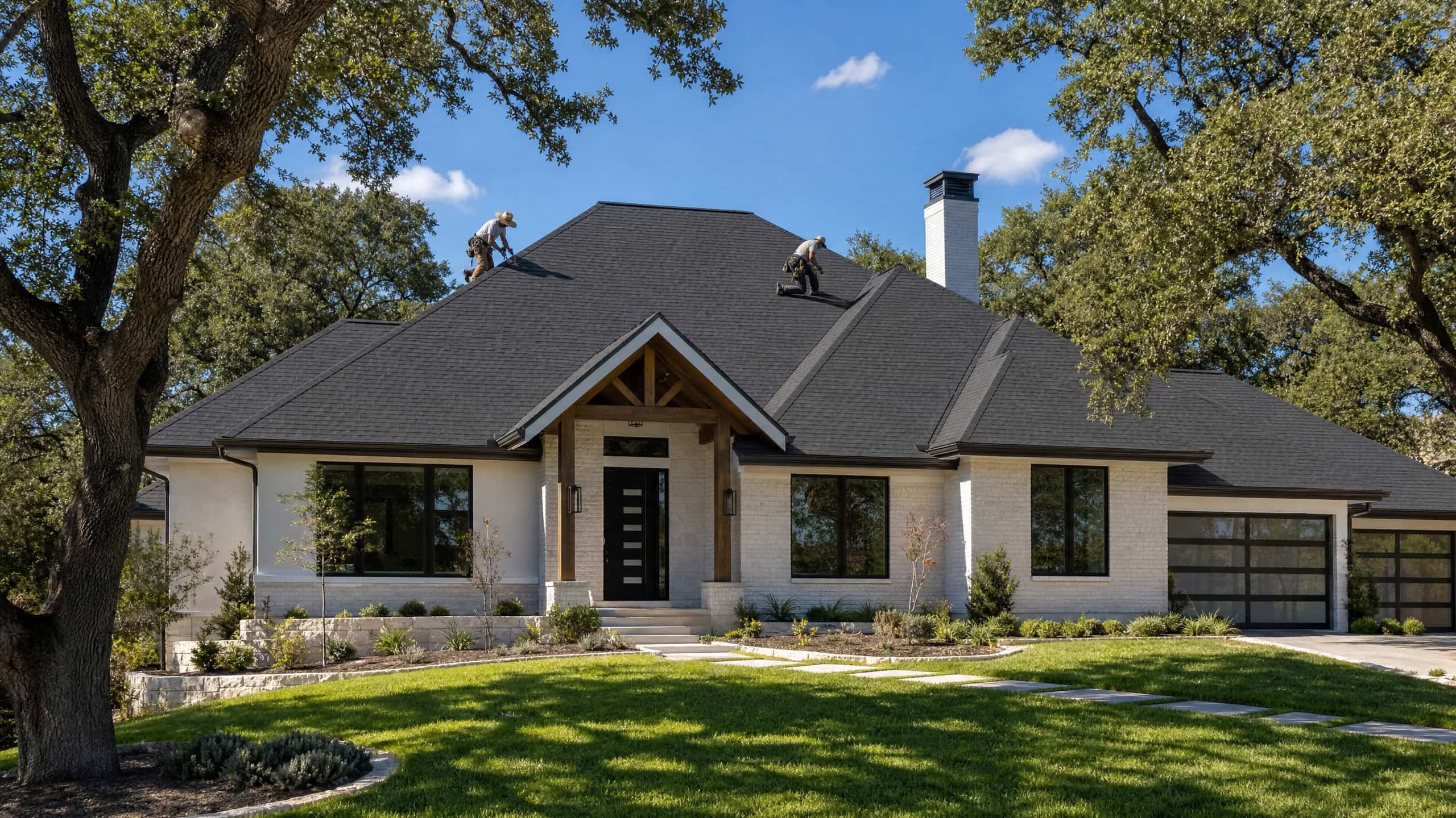 New roof replacement being installed on an Austin Texas home